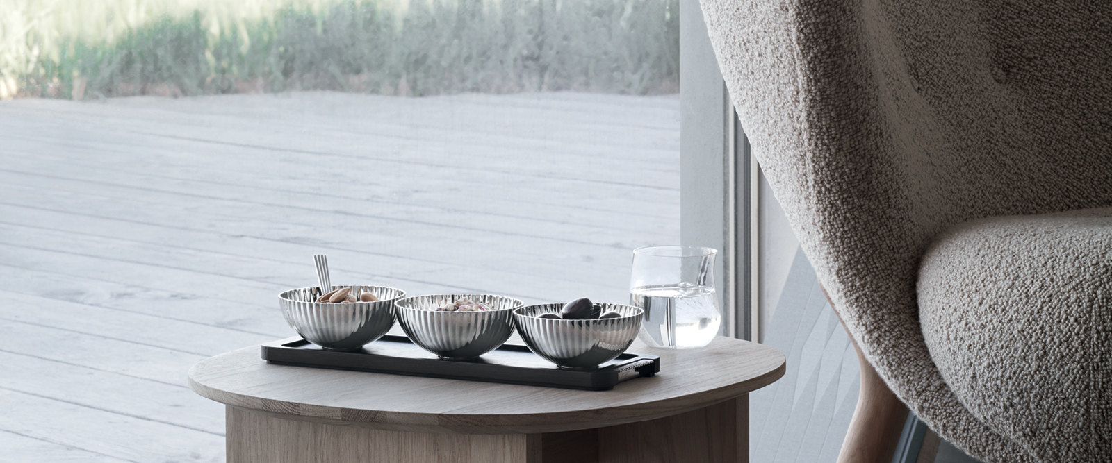 Three bowl set in mirror polished stainless steel from the Bernadotte collection designed by Sigvard Bernadotte