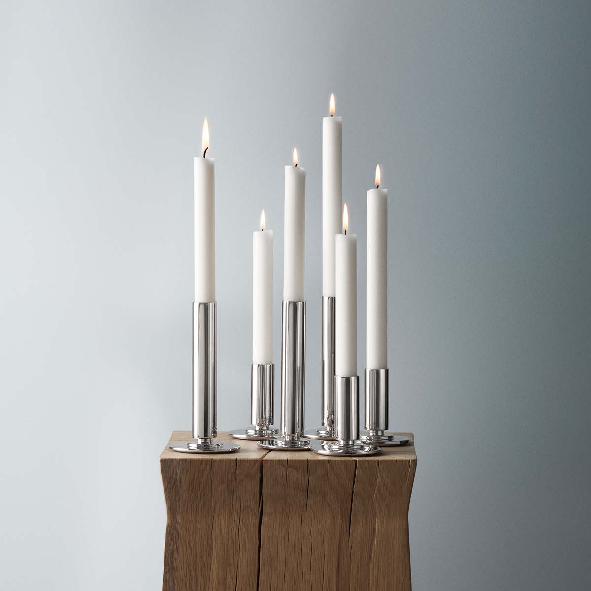 Manhattan candle holders (small and large) in mirror polished stainless steel 