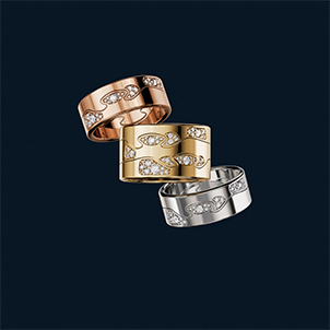 18 kt. yellow gold, rose gold, sterling silver and diamonds ring combinations from the Fusion collection inspired by Nina Koppel
