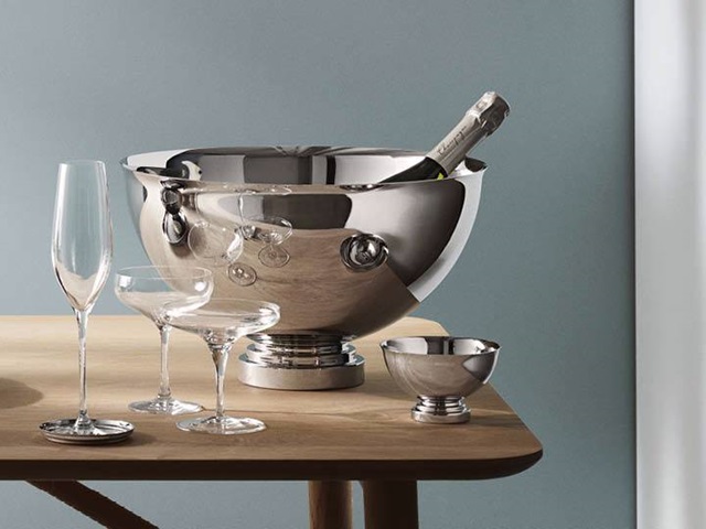 Manhattan champagne bowl and small bowl in mirror polished stainless steel