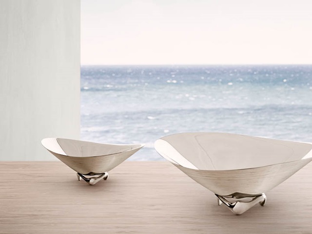 Henning Koppel wave bowls in mirror-polished stainless steel
