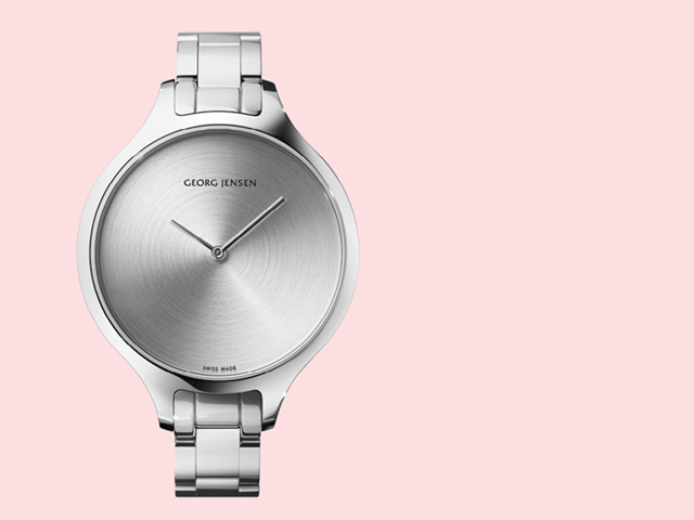 Concave watch - 39mm, quarts, sunray dial and steel bracelet