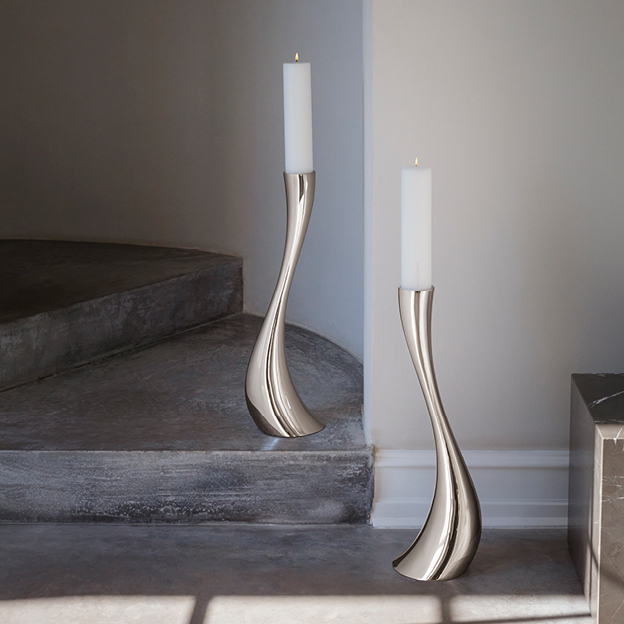 Candleholders in stainless steel designed by Constantin Wortmann for the Cobra Collection at Georg Jensen
