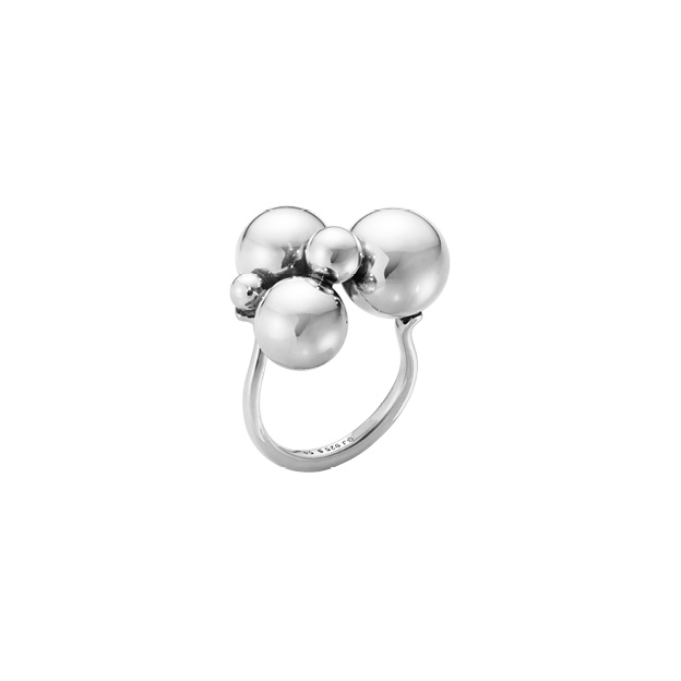 Grapes inspired sterling silver ring size large pack shot from the Moonlight Grapes collection by Georg Jensen