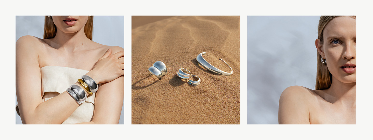 Organic Curve ring, necklace and earrings in sterling silver from Georg Jensen