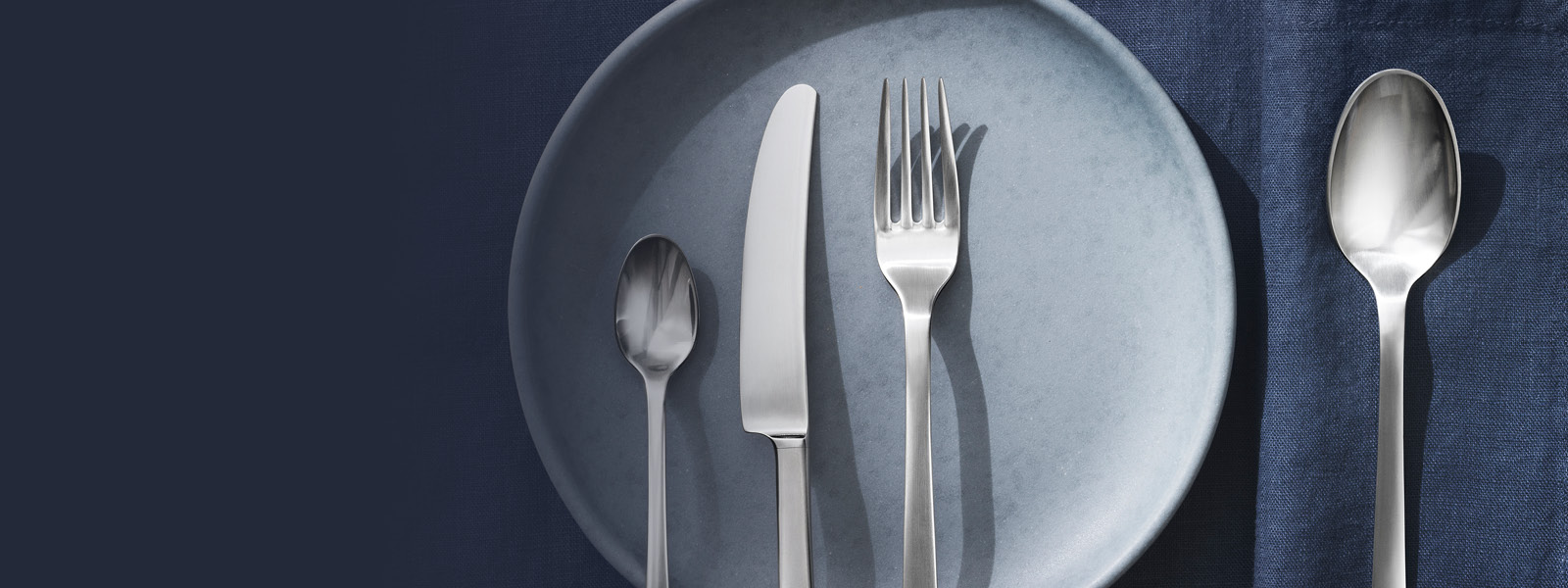 Stainless steel tablespoon, knife, fork and teaspoon cutlery from the Copenhagen collection