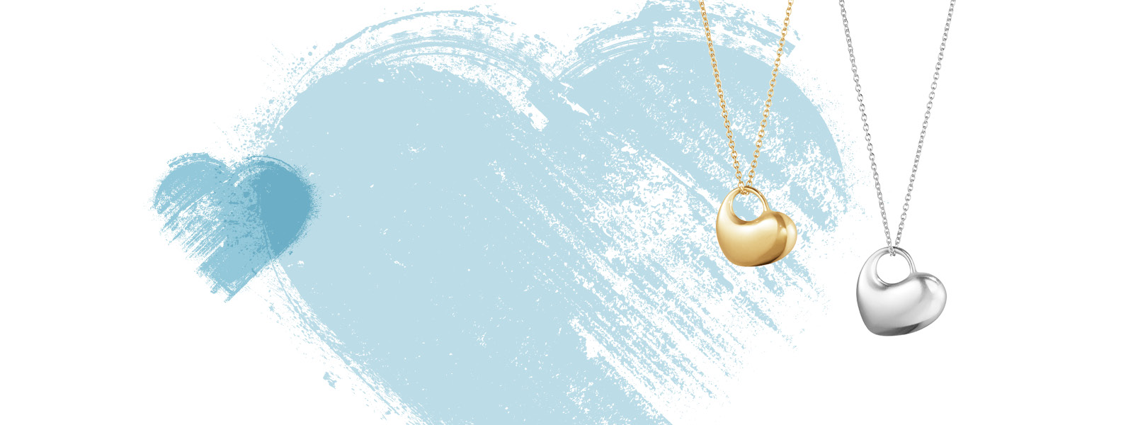 18 kt. gold and oxidised sterling silver necklace with pendant from the Hearts collection by Georg Jensen