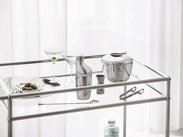 SKY cocktail shaker, stirring spoon, jigger and ice bucket with tongs (mirror-polished stainless steel)