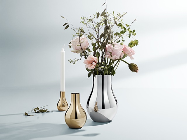 Cafu vases, candleholder gold and steel