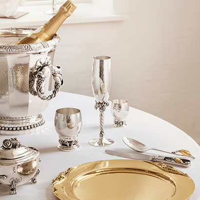 Gold plated Silverware in Georg Jensen Silver Gallery Store