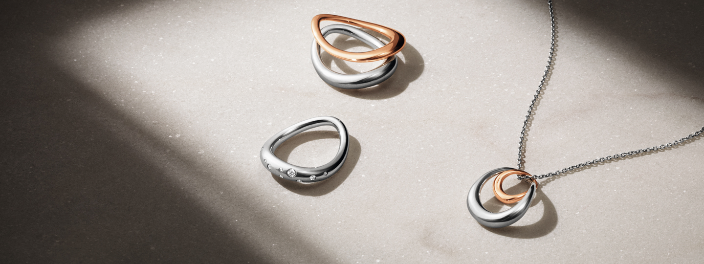 offspring rings in silver and rose gold 