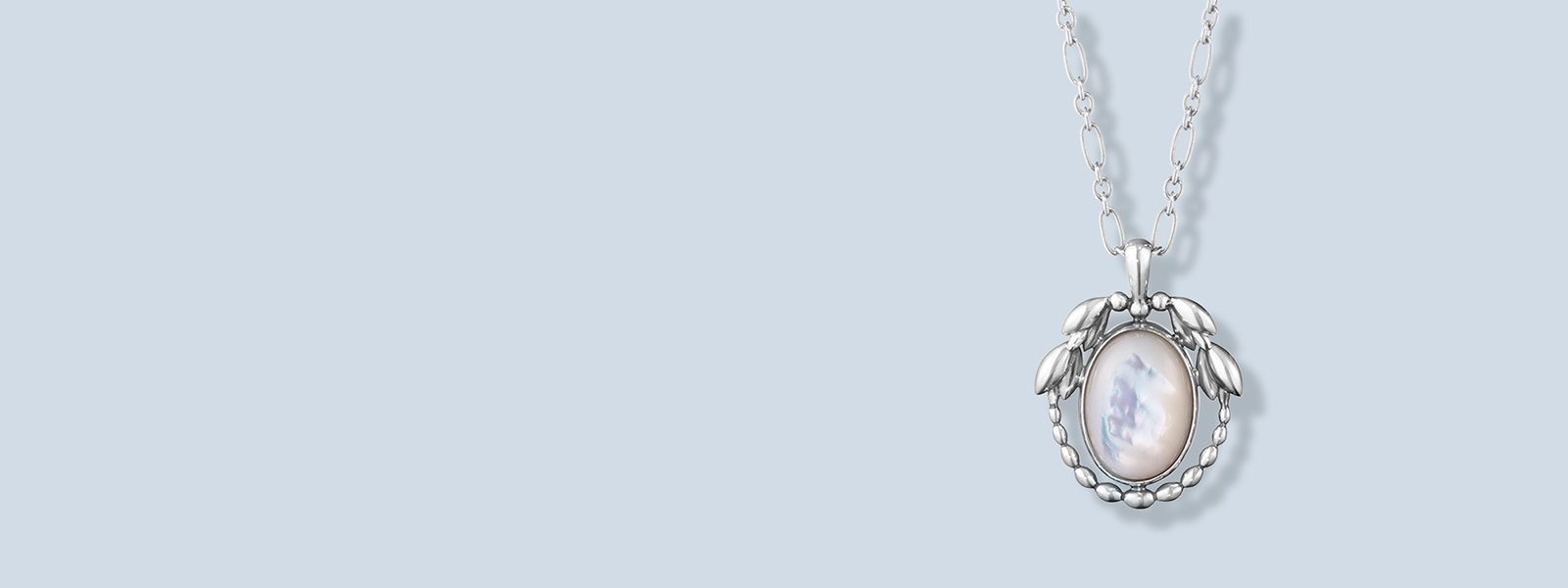 Oxidised sterling silver with mother-of-pearl stone from the Heritage collection by Georg Jensen