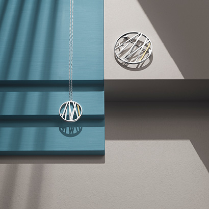 Sterling Silver and 18 kt. gold anniversary jewelry piece necklace with pendant from the design competition finalists Ditte Bjerregaard and Sofie Elkjær Jensen