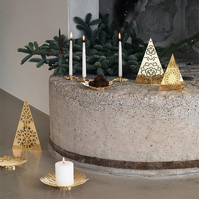 Georg Jensen Christmas Collectibles table trees and candle holders plated in 18 kt. gold