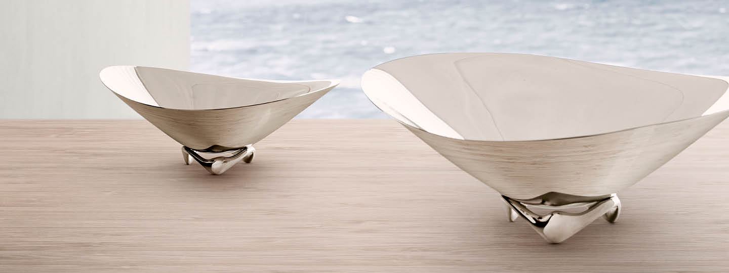 Henning Koppel wave bowls in mirror-polished stainless steel
