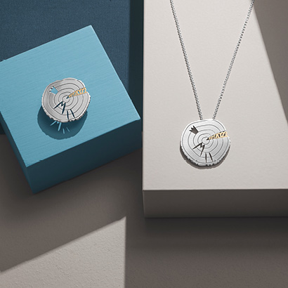Sterling silver and 18 kt. gold necklace with pendant inspired by the nordic trees from the finalist Torkil Oxe