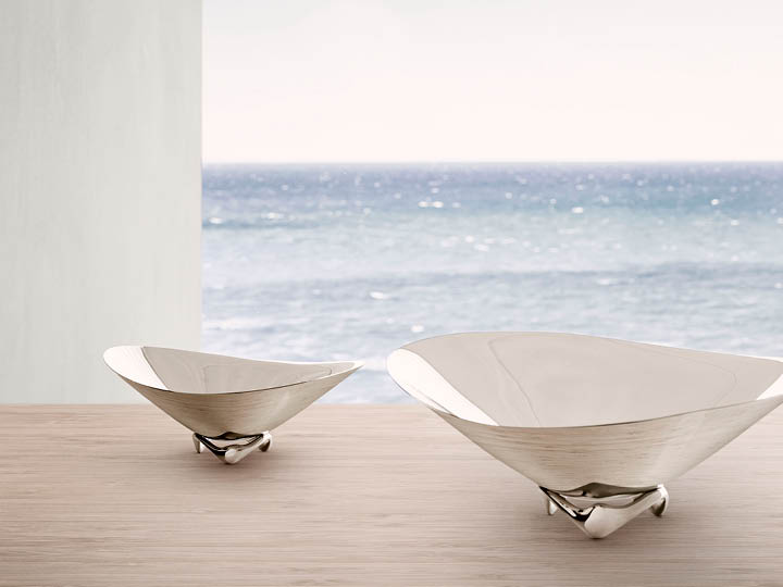 Henning Koppel wave bowls in mirror-polished stainless steel