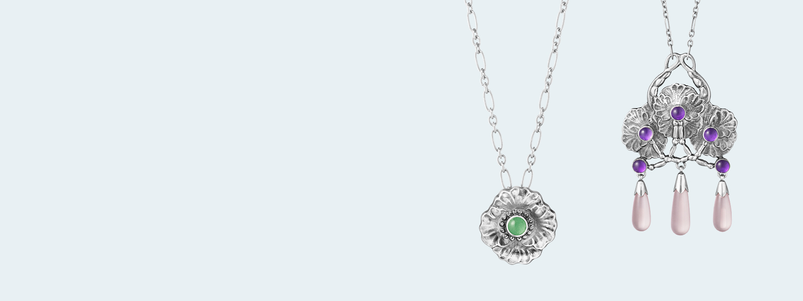 Oxidised sterling silver with mother-of-pearl stone from the Heritage collection by Georg Jensen