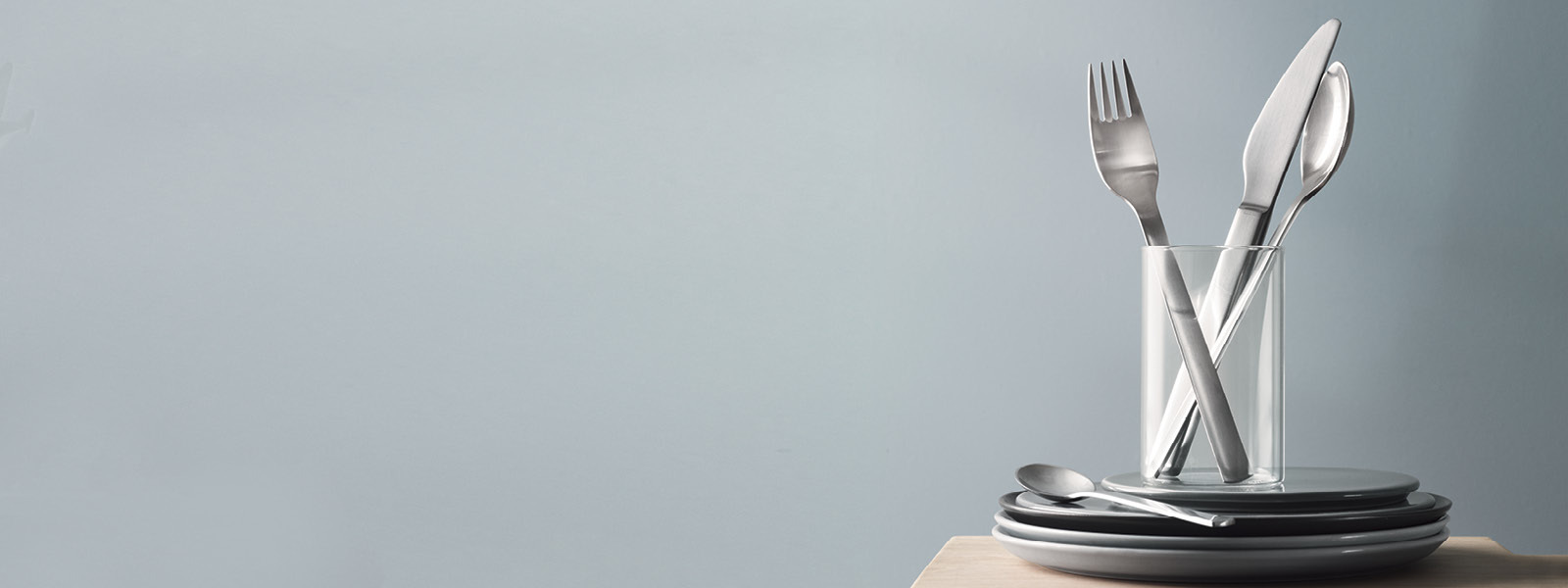 Matte stainless steel New York collection cutlery designed by Henning Koppel