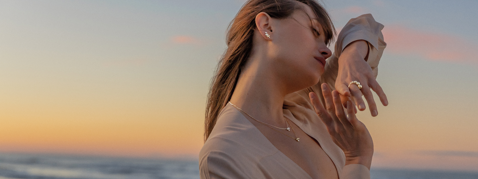 Moonlight Grapes SS21 micro moment 1 light up your day campaign featuring jewellery pieces on model
