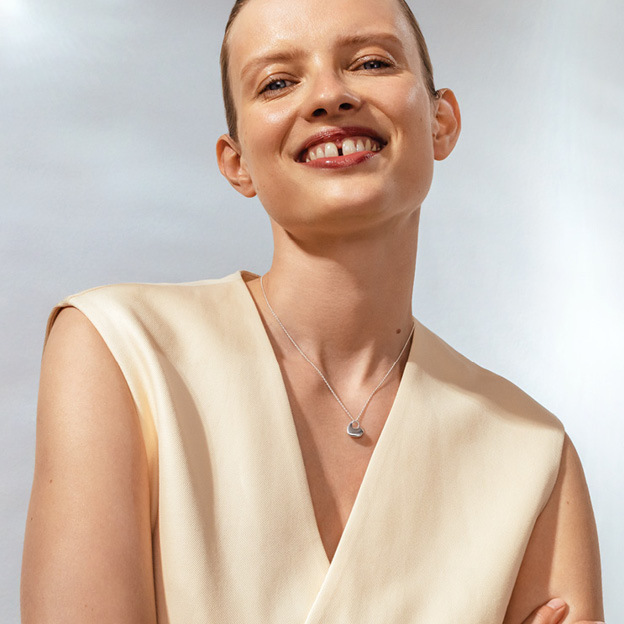 Sterling silver heart shaped necklace with pendant from the Hearts 2021 collection