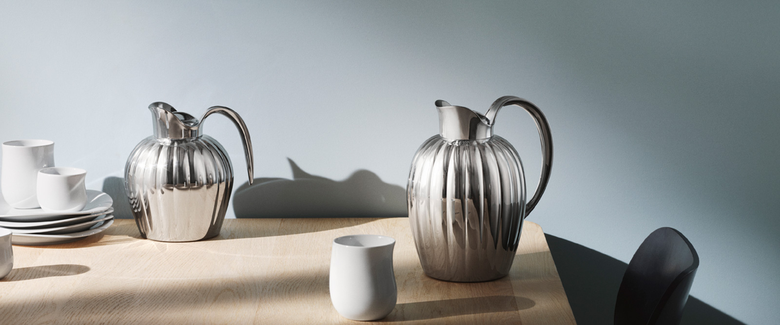 Georg Jensen Bernadotte collection stainless steel thermo jug design set for home kitchen