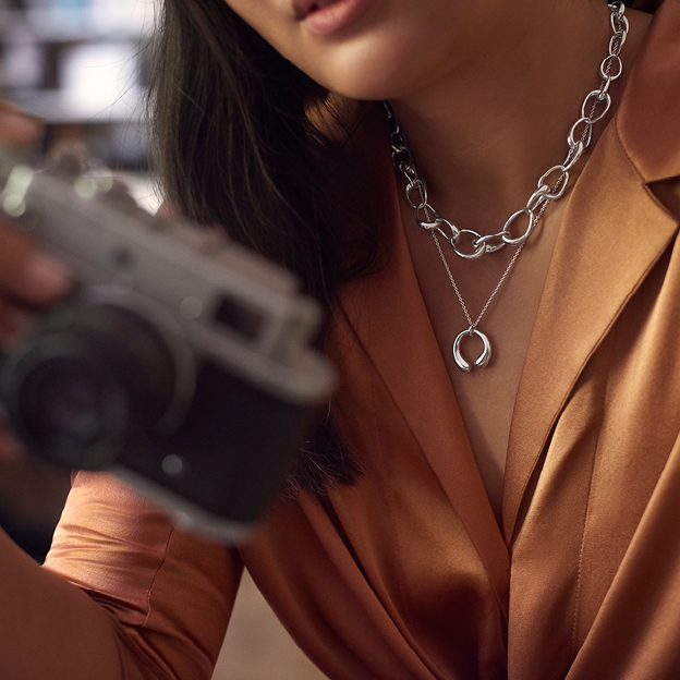 Sterling silver necklaces and jewellery from Georg Jensen styled on photographer Jiawa Lui