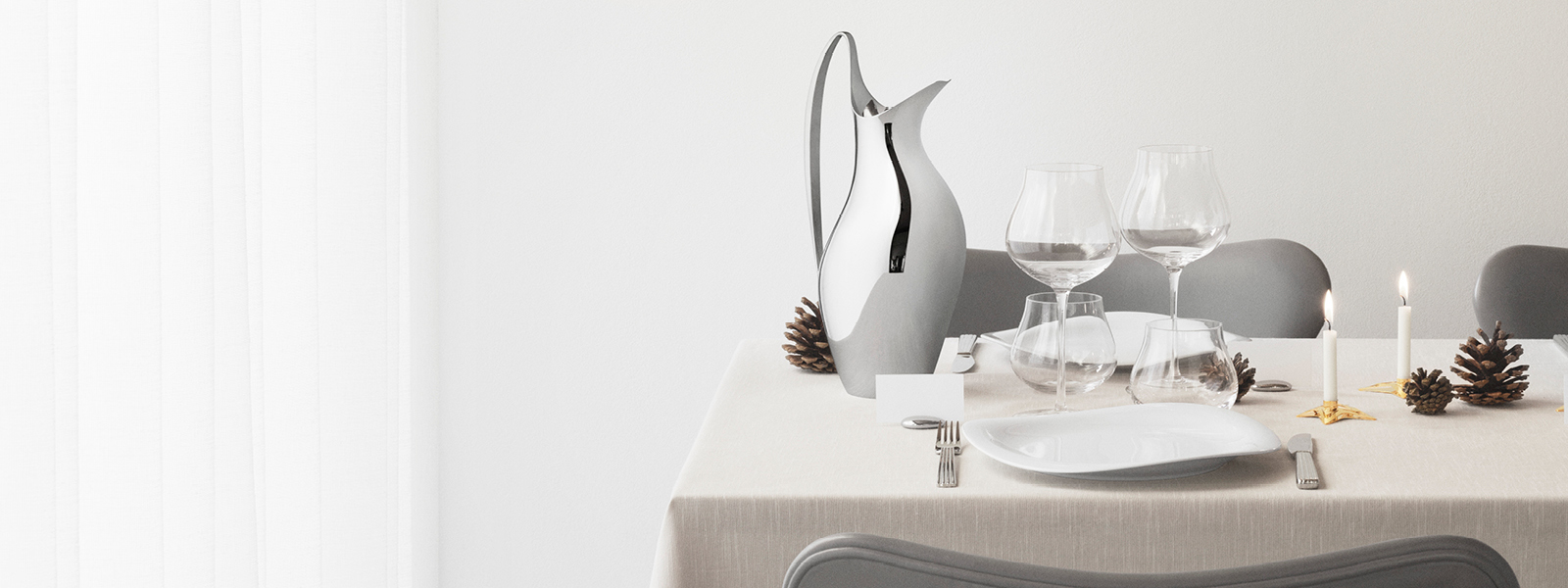 Mirror polished stainless steel Pitcher from the Koppel collection