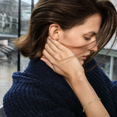 Bracelet in 18 kt diamond-set yellow gold designed by Georg Jensen Studio for the GJ Signature Diamonds Collection