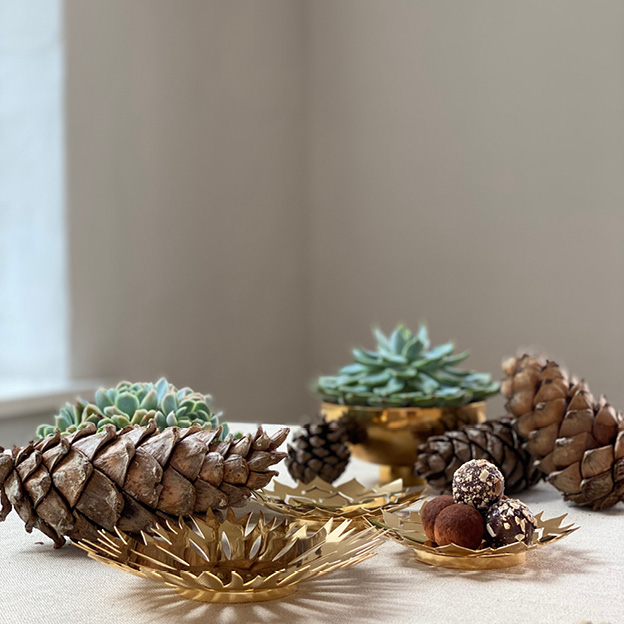 Christmas ornaments in 18 kt. plated gold from the Christmas Collectibles collection by Georg Jensen