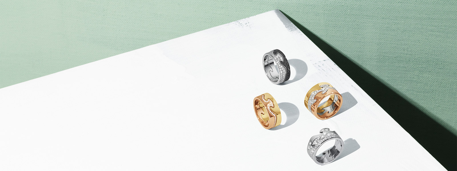 18 kt. gold, sterling silver and diamonds ring combination from the Fusion collection designed by Nina Koppel