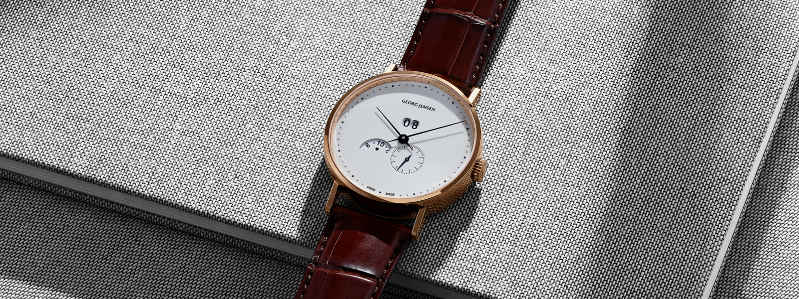 18 kt. gold and brown leather strap automatic Swiss Made watch from the Koppel collection inspired by Henning Koppel