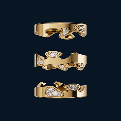 18 kt. gold and diamond ring combination from the Fusion collection inspired by Nina Koppel