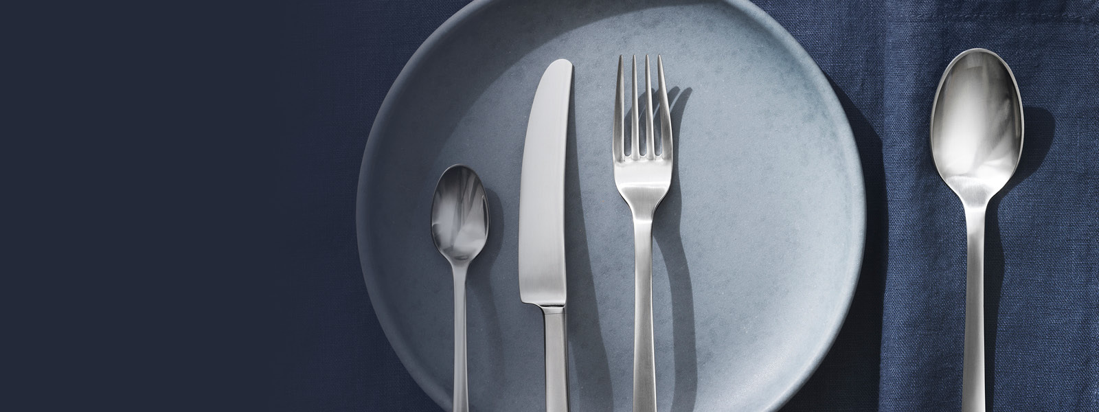 Stainless steel tablespoon, knife, fork and teaspoon cutlery from the Copenhagen collection