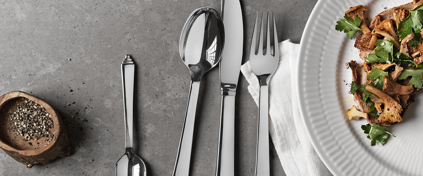 Georg Jensen Pyramid collection Scandinavian design mirror polished stainless steel designer cutlery forks knives and spoons