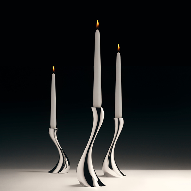 Candleholders in stainless steel from the Cobra Collection designed by Constantin Wortmann