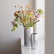 Stainless steel vases from the Bernadotte collection designed by Sigvard Bernadotte