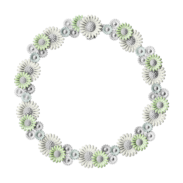Sterling silver green white and light blue necklace from the new Daisy collection in collaboration with Stine Goya