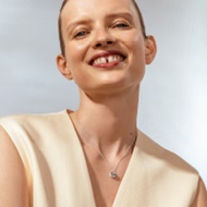 Sterling silver 2021 heart shaped necklace with pendant on model from the Hearts collection