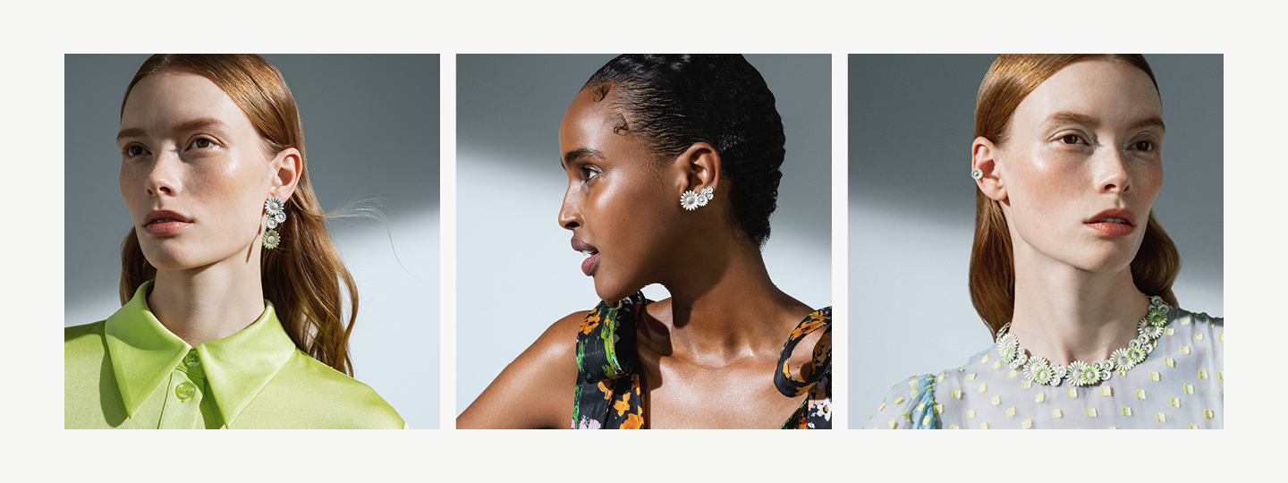 Sterling silver earrings and ear cuffs from new Daisy collection in collaboration with Stine Goya