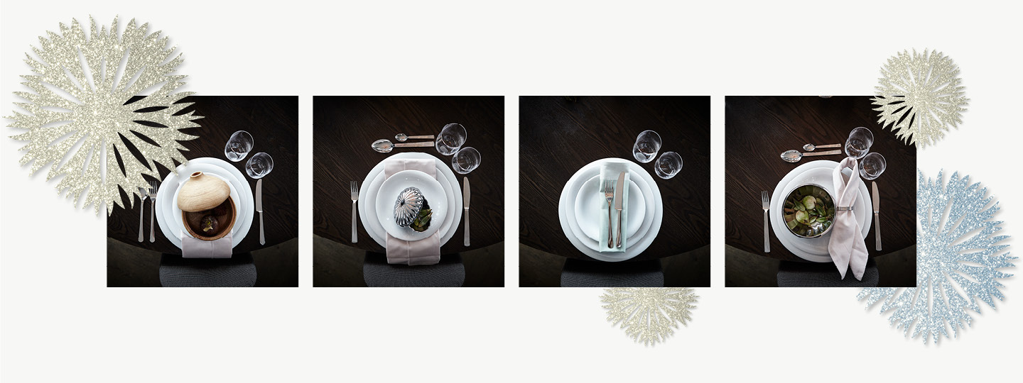 Image with spots of Christmas tablesetting with products from Georg Jensen