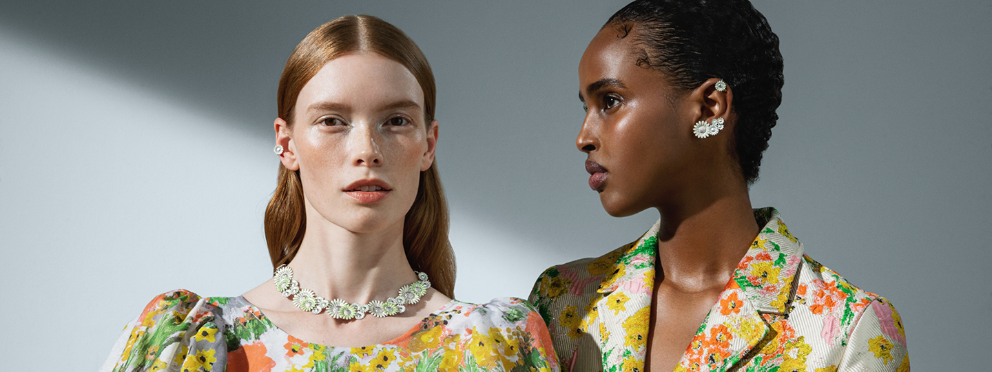 Sterling silver necklace earrings and ear cuffs from new Daisy collection in collaboration with Stine Goya