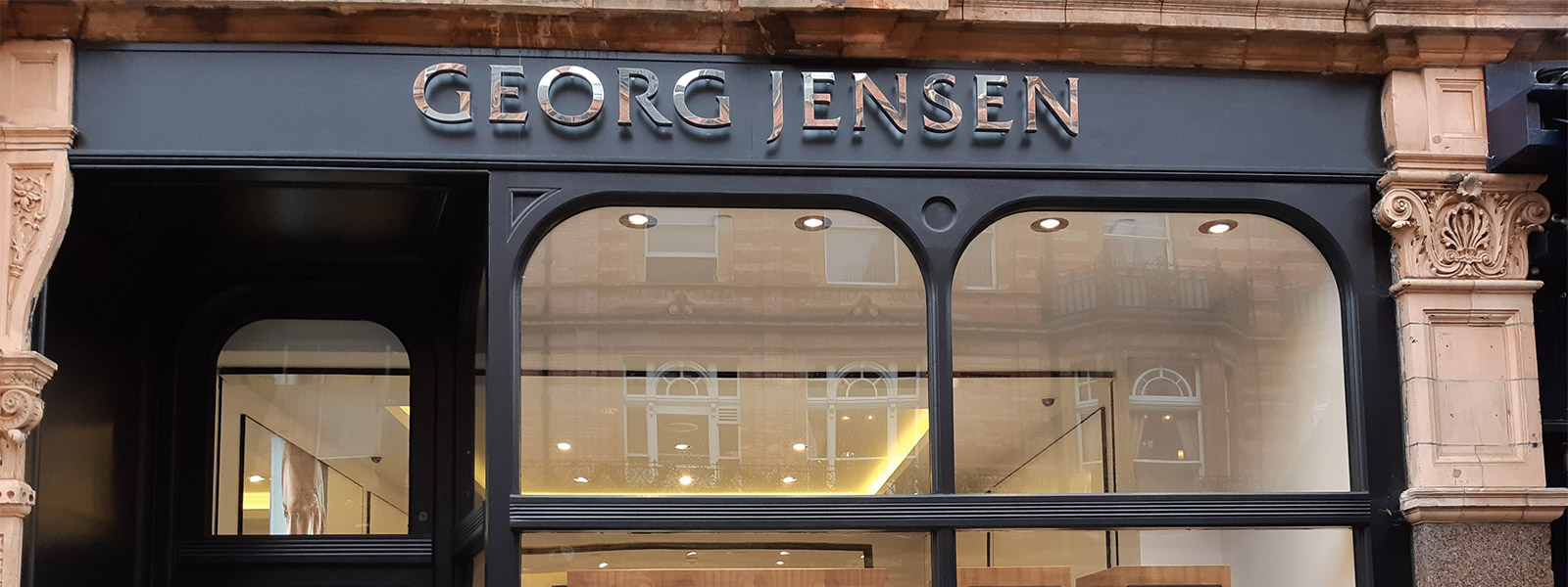 Storefront of Georg Jensen store on Mountstreet in United Kingdom 