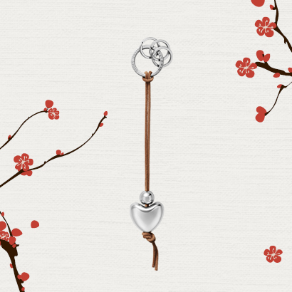 Heat key ring in stainless steel and leather by Georg Jensen