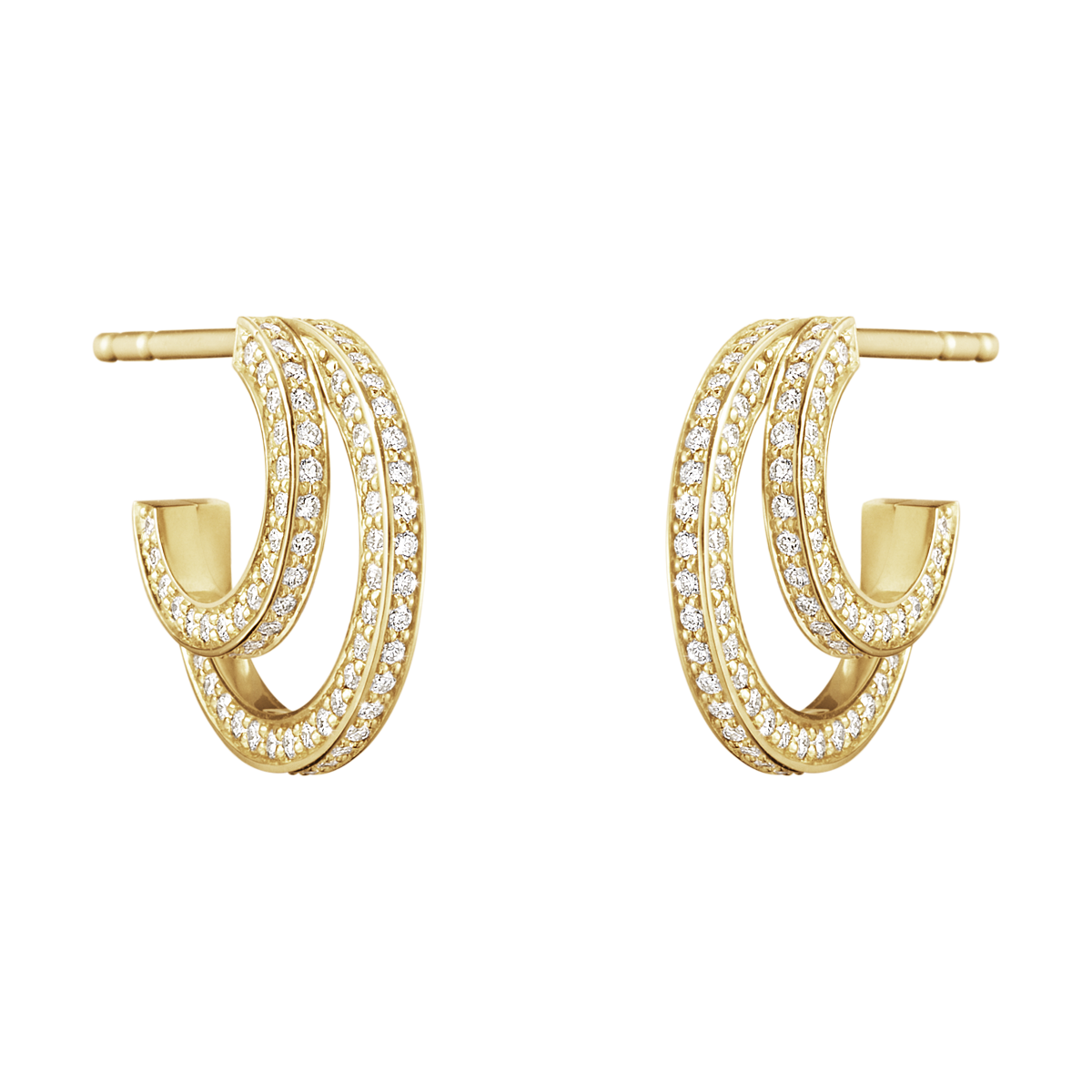 Halo yellow gold hoop earrings with diamonds | Georg Jensen